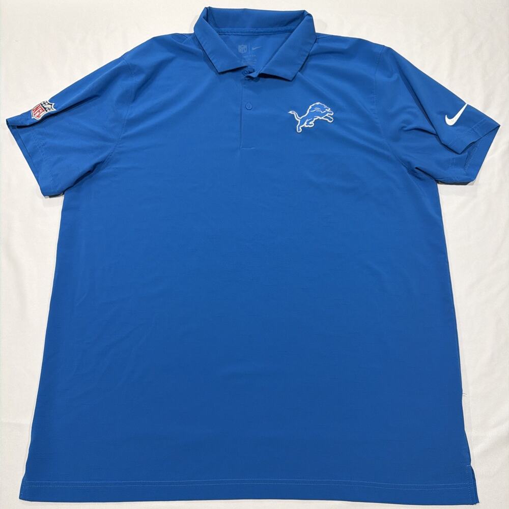 Nike NFL Detroit Lions DRI FIT Blue Golf Polo Size EXTRA LARGE